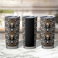 Fiji Brown Masi Pattern Tumbler Cup Fijian Tapa