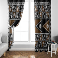 Fiji Brown Masi Pattern Window Curtain Fijian Tapa