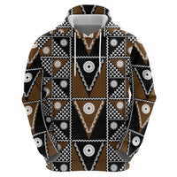 Fiji Brown Masi Pattern Zip Hoodie Fijian Tapa