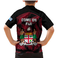 Fiji Rugby Family Matching Mermaid Dress and Hawaiian Shirt Flying Fijians Red Palm Tree Version LT01 - Polynesian Pride