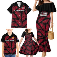 Fiji Rugby Family Matching Mermaid Dress and Hawaiian Shirt Flying Fijians Red Palm Tree Version LT01 - Polynesian Pride