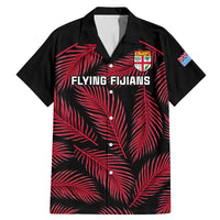 Fiji Rugby Family Matching Mermaid Dress and Hawaiian Shirt Flying Fijians Red Palm Tree Version LT01 Dad's Shirt - Short Sleeve Black - Polynesian Pride