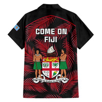 Fiji Rugby Family Matching Off Shoulder Maxi Dress and Hawaiian Shirt Flying Fijians Red Palm Tree Version LT01 - Polynesian Pride