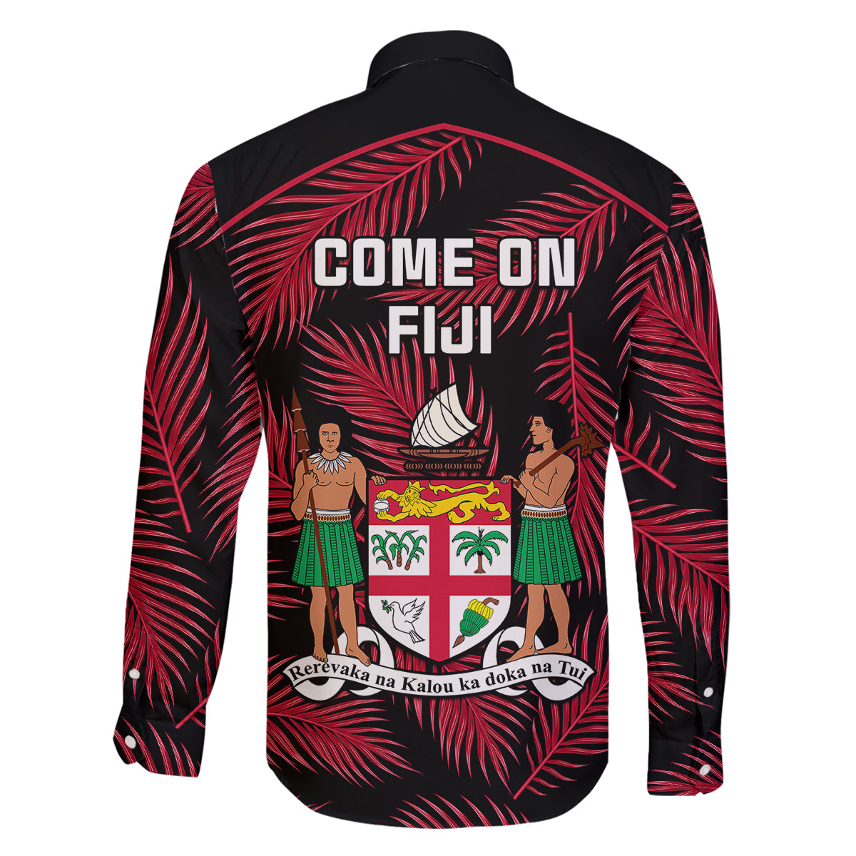 Fiji Rugby Family Matching Off Shoulder Maxi Dress and Hawaiian Shirt Flying Fijians Red Palm Tree Version LT01 - Polynesian Pride