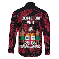 Fiji Rugby Family Matching Short Sleeve Bodycon Dress and Hawaiian Shirt Flying Fijians Red Palm Tree Version LT01 - Polynesian Pride