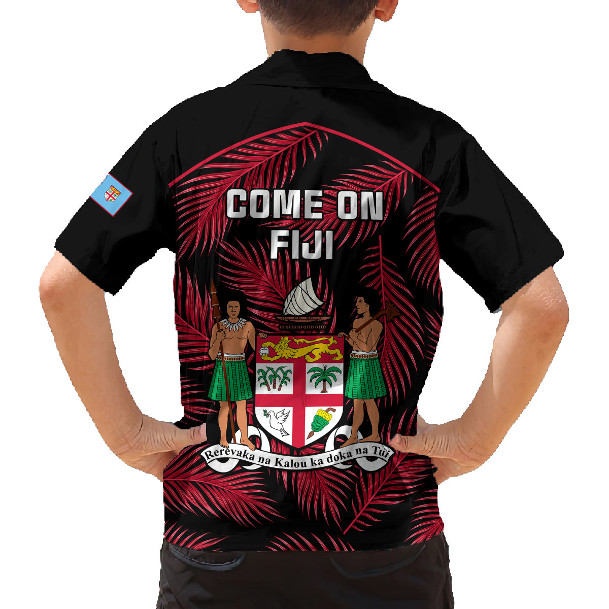 Fiji Rugby Family Matching Tank Maxi Dress and Hawaiian Shirt Flying Fijians Red Palm Tree Version LT01 - Polynesian Pride