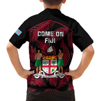 Fiji Rugby Family Matching Tank Maxi Dress and Hawaiian Shirt Flying Fijians Red Palm Tree Version LT01 - Polynesian Pride