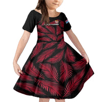 Custom Fiji Rugby Family Matching Mermaid Dress and Hawaiian Shirt Flying Fijians Red Palm Tree Version LT01 Daughter's Dress Black - Polynesian Pride