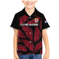 Custom Fiji Rugby Family Matching Mermaid Dress and Hawaiian Shirt Flying Fijians Red Palm Tree Version LT01 Son's Shirt Black - Polynesian Pride