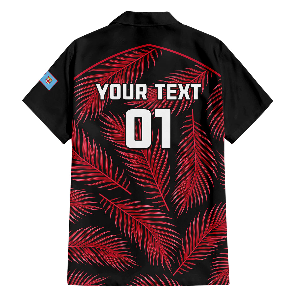 Custom Fiji Rugby Family Matching Short Sleeve Bodycon Dress and Hawaiian Shirt Flying Fijians Red Palm Tree Version LT01 - Polynesian Pride