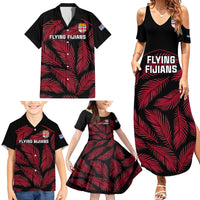Custom Fiji Rugby Family Matching Summer Maxi Dress and Hawaiian Shirt Flying Fijians Red Palm Tree Version LT01 - Polynesian Pride