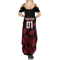Custom Fiji Rugby Family Matching Summer Maxi Dress and Hawaiian Shirt Flying Fijians Red Palm Tree Version LT01 - Polynesian Pride