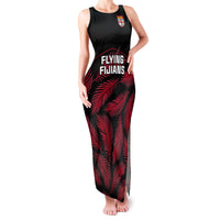 Custom Fiji Rugby Family Matching Tank Maxi Dress and Hawaiian Shirt Flying Fijians Red Palm Tree Version LT01 Mom's Dress Black - Polynesian Pride