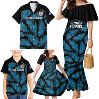Fiji Rugby Family Matching Mermaid Dress and Hawaiian Shirt Flying Fijians Blue Palm Tree Version LT01 - Polynesian Pride