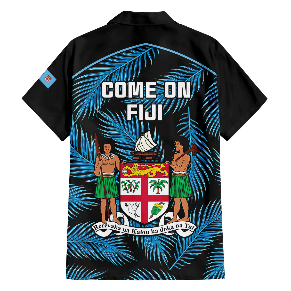 Fiji Rugby Family Matching Summer Maxi Dress and Hawaiian Shirt Flying Fijians Blue Palm Tree Version LT01 - Polynesian Pride