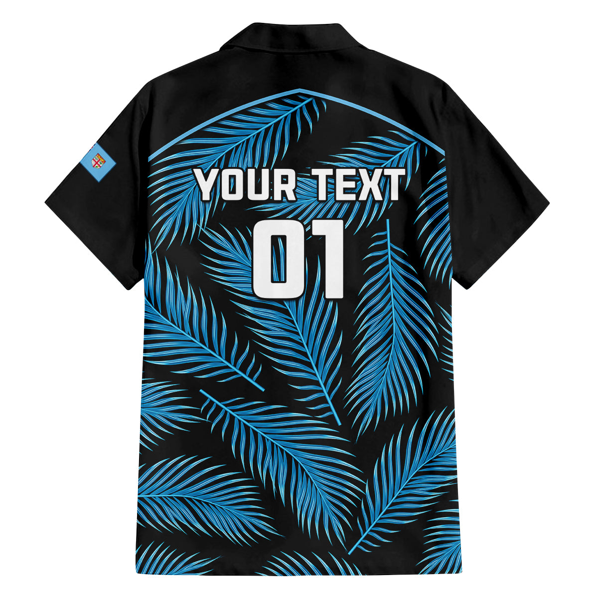 Custom Fiji Rugby Family Matching Long Sleeve Bodycon Dress and Hawaiian Shirt Flying Fijians Blue Palm Tree Version LT01 - Polynesian Pride