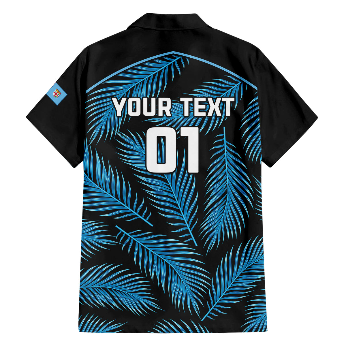Custom Fiji Rugby Family Matching Short Sleeve Bodycon Dress and Hawaiian Shirt Flying Fijians Blue Palm Tree Version LT01 - Polynesian Pride
