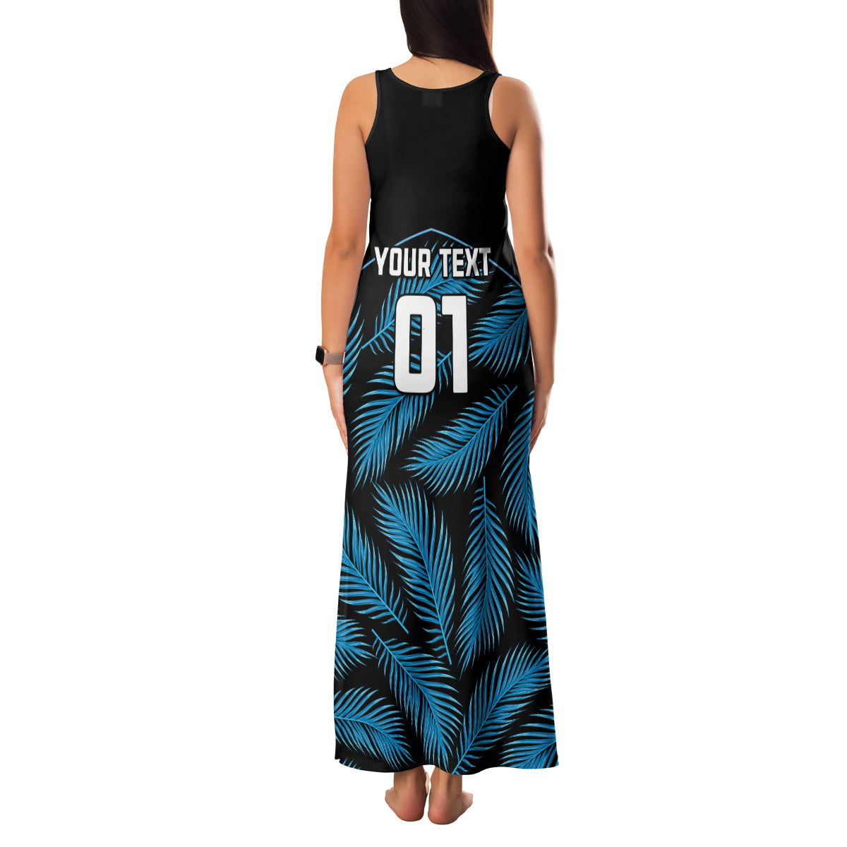 Custom Fiji Rugby Family Matching Tank Maxi Dress and Hawaiian Shirt Flying Fijians Blue Palm Tree Version LT01 - Polynesian Pride