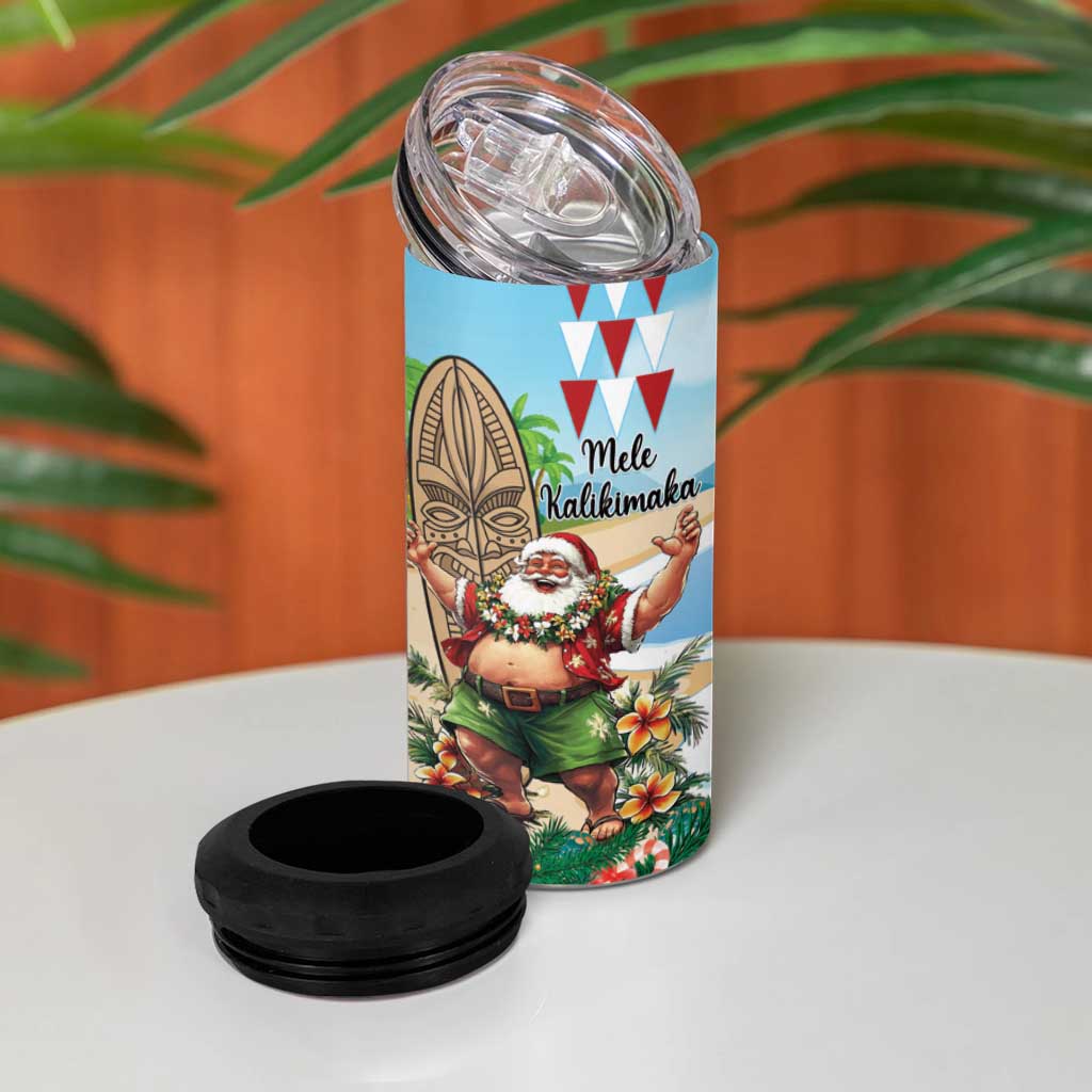 Hawaii Christmas Santa Claus 4 in 1 Can Cooler Tumbler Mele Kalikimaka Tropical Beach LT01 - Polynesian Pride