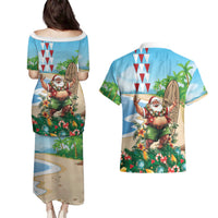 Hawaii Christmas Santa Claus Couples Matching Puletasi and Hawaiian Shirt Mele Kalikimaka Tropical Beach LT01 - Polynesian Pride