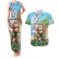 Hawaii Christmas Santa Claus Couples Matching Tank Maxi Dress and Hawaiian Shirt Mele Kalikimaka Tropical Beach LT01 Art - Polynesian Pride