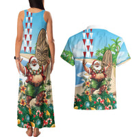 Hawaii Christmas Santa Claus Couples Matching Tank Maxi Dress and Hawaiian Shirt Mele Kalikimaka Tropical Beach LT01 - Polynesian Pride