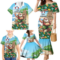 Hawaii Christmas Santa Claus Family Matching Mermaid Dress and Hawaiian Shirt Mele Kalikimaka Tropical Beach LT01 - Polynesian Pride