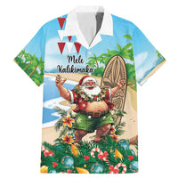 Hawaii Christmas Santa Claus Family Matching Mermaid Dress and Hawaiian Shirt Mele Kalikimaka Tropical Beach LT01 Dad's Shirt - Short Sleeve Art - Polynesian Pride