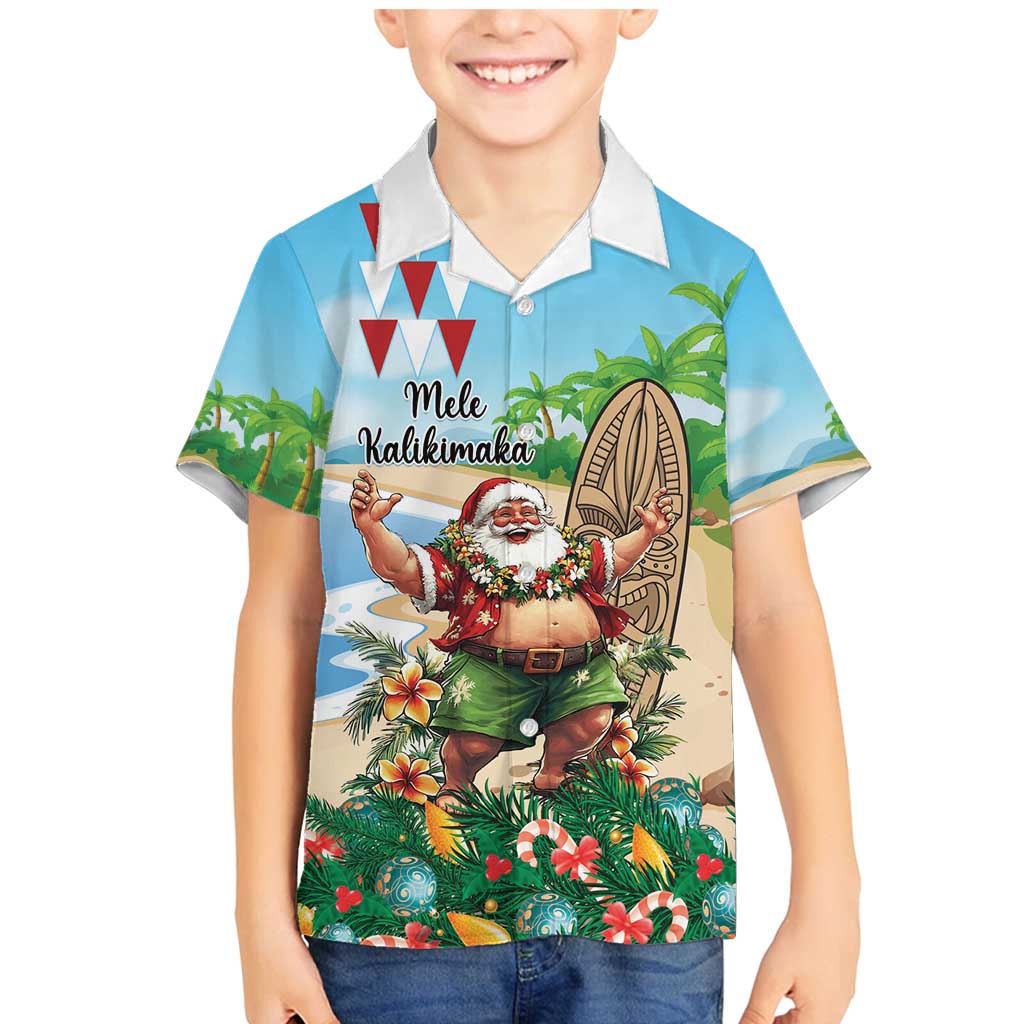 Hawaii Christmas Santa Claus Family Matching Mermaid Dress and Hawaiian Shirt Mele Kalikimaka Tropical Beach LT01 Son's Shirt Art - Polynesian Pride