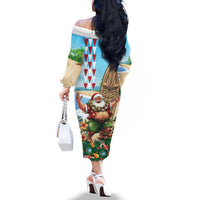 Hawaii Christmas Santa Claus Family Matching Off The Shoulder Long Sleeve Dress and Hawaiian Shirt Mele Kalikimaka Tropical Beach LT01 - Polynesian Pride