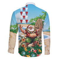 Hawaii Christmas Santa Claus Family Matching Off Shoulder Maxi Dress and Hawaiian Shirt Mele Kalikimaka Tropical Beach LT01 - Polynesian Pride