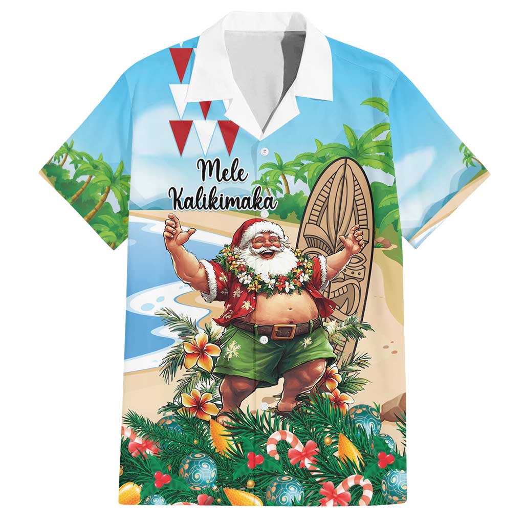Hawaii Christmas Santa Claus Family Matching Puletasi and Hawaiian Shirt Mele Kalikimaka Tropical Beach LT01 Dad's Shirt - Short Sleeve Art - Polynesian Pride
