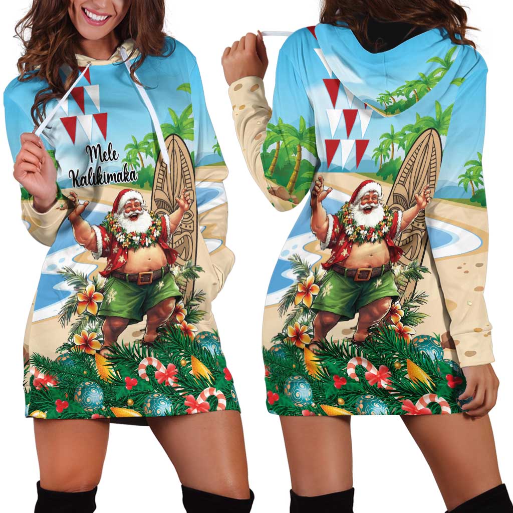Hawaii Christmas Santa Claus Hoodie Dress Mele Kalikimaka Tropical Beach LT01 - Polynesian Pride