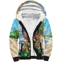 Hawaii Christmas Santa Claus Sherpa Hoodie Mele Kalikimaka Tropical Beach LT01 Unisex Art - Polynesian Pride