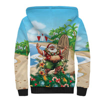 Hawaii Christmas Santa Claus Sherpa Hoodie Mele Kalikimaka Tropical Beach LT01 - Polynesian Pride