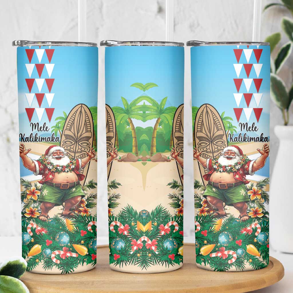 Hawaii Christmas Santa Claus Skinny Tumbler Mele Kalikimaka Tropical Beach LT01 - Polynesian Pride