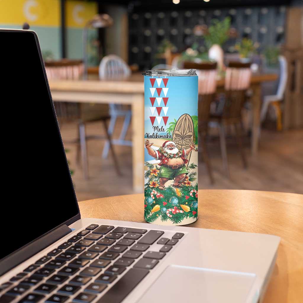 Hawaii Christmas Santa Claus Skinny Tumbler Mele Kalikimaka Tropical Beach LT01 - Polynesian Pride