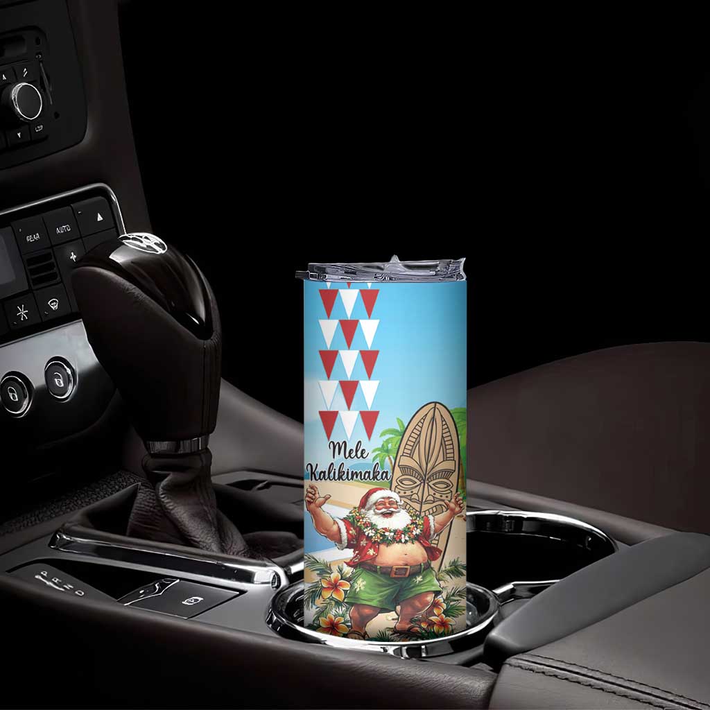 Hawaii Christmas Santa Claus Skinny Tumbler Mele Kalikimaka Tropical Beach LT01 - Polynesian Pride