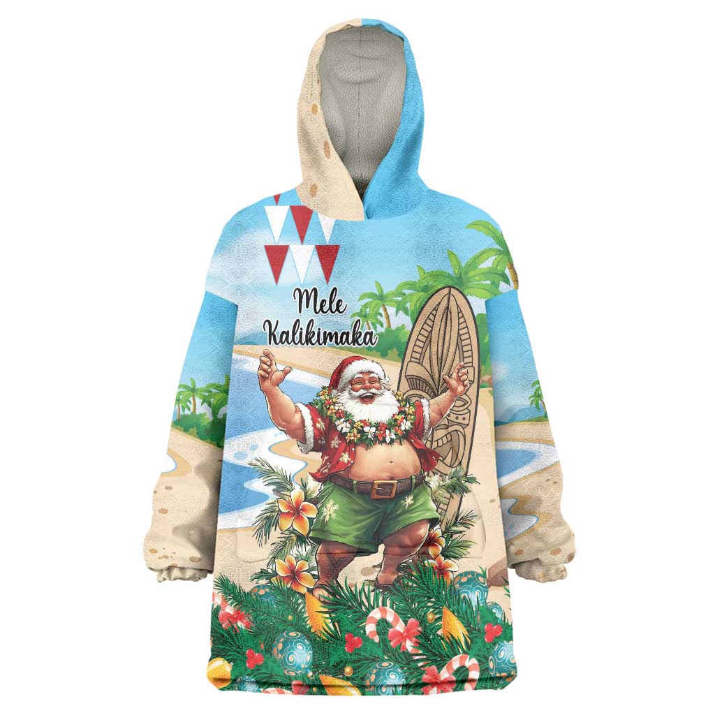 Hawaii Christmas Santa Claus Wearable Blanket Hoodie Mele Kalikimaka Tropical Beach LT01 One Size Art - Polynesian Pride