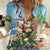 Hawaii Christmas Santa Claus Women Casual Shirt Mele Kalikimaka Tropical Beach