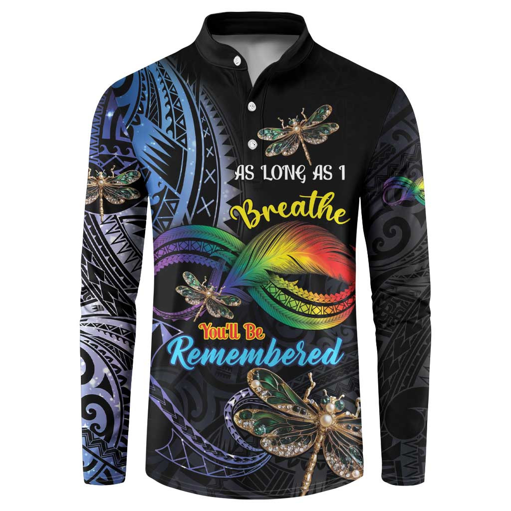 Personalised Polynesian Memorial Button Sweatshirt As Long As I Breathe You'll Be Remembered