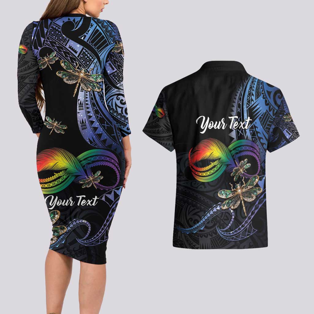 Personalised Polynesian Memorial Couples Matching Long Sleeve Bodycon Dress and Hawaiian Shirt As Long As I Breathe You'll Be Remembered LT01 - Polynesian Pride
