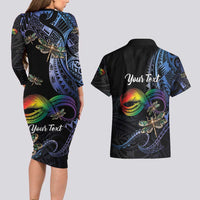 Personalised Polynesian Memorial Couples Matching Long Sleeve Bodycon Dress and Hawaiian Shirt As Long As I Breathe You'll Be Remembered LT01 - Polynesian Pride