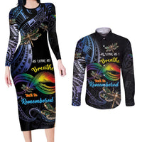Personalised Polynesian Memorial Couples Matching Long Sleeve Bodycon Dress and Long Sleeve Button Shirt As Long As I Breathe You'll Be Remembered LT01 Colorful - Polynesian Pride