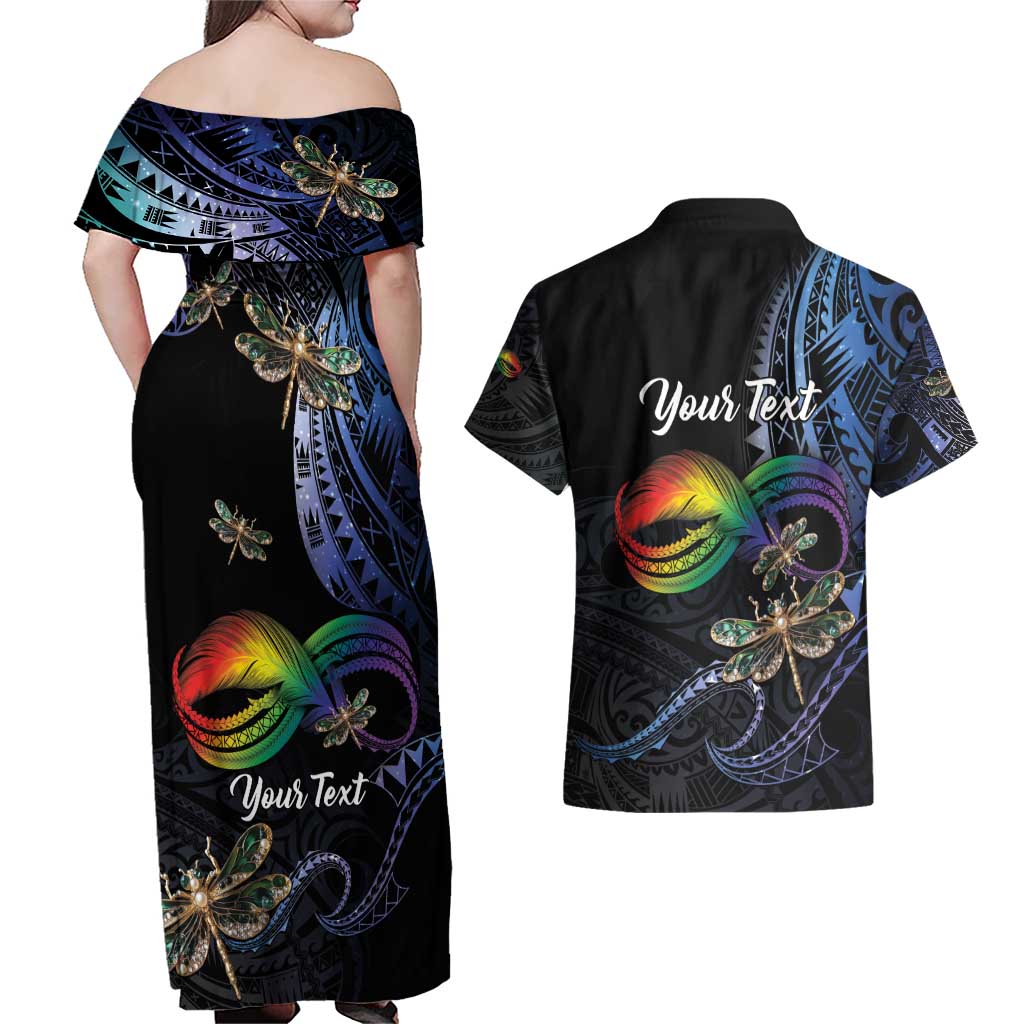 Personalised Polynesian Memorial Couples Matching Off Shoulder Maxi Dress and Hawaiian Shirt As Long As I Breathe You'll Be Remembered LT01 - Polynesian Pride