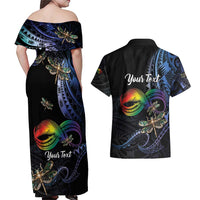 Personalised Polynesian Memorial Couples Matching Off Shoulder Maxi Dress and Hawaiian Shirt As Long As I Breathe You'll Be Remembered LT01 - Polynesian Pride