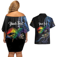 Personalised Polynesian Memorial Couples Matching Off Shoulder Short Dress and Hawaiian Shirt As Long As I Breathe You'll Be Remembered LT01 - Polynesian Pride
