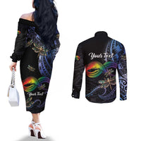 Personalised Polynesian Memorial Couples Matching Off The Shoulder Long Sleeve Dress and Long Sleeve Button Shirt As Long As I Breathe You'll Be Remembered LT01 - Polynesian Pride
