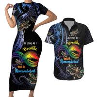 Personalised Polynesian Memorial Couples Matching Short Sleeve Bodycon Dress and Hawaiian Shirt As Long As I Breathe You'll Be Remembered LT01 Colorful - Polynesian Pride