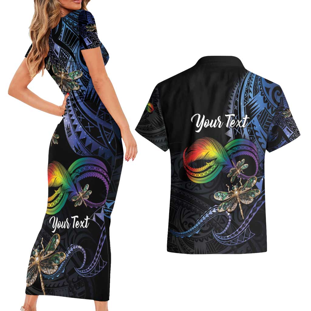 Personalised Polynesian Memorial Couples Matching Short Sleeve Bodycon Dress and Hawaiian Shirt As Long As I Breathe You'll Be Remembered LT01 - Polynesian Pride